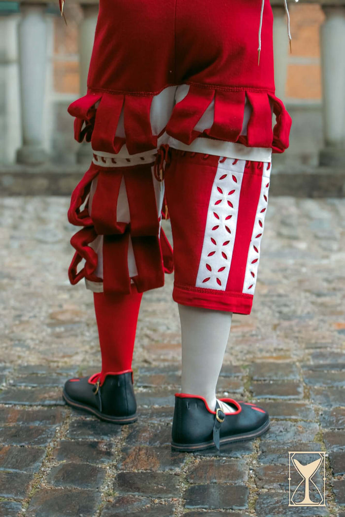 Landsknechtschoenen, breedbek schoenen, zwart-rood