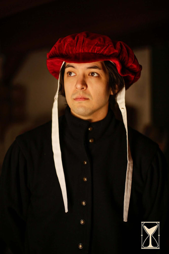 Beret Francisco, velvet, red