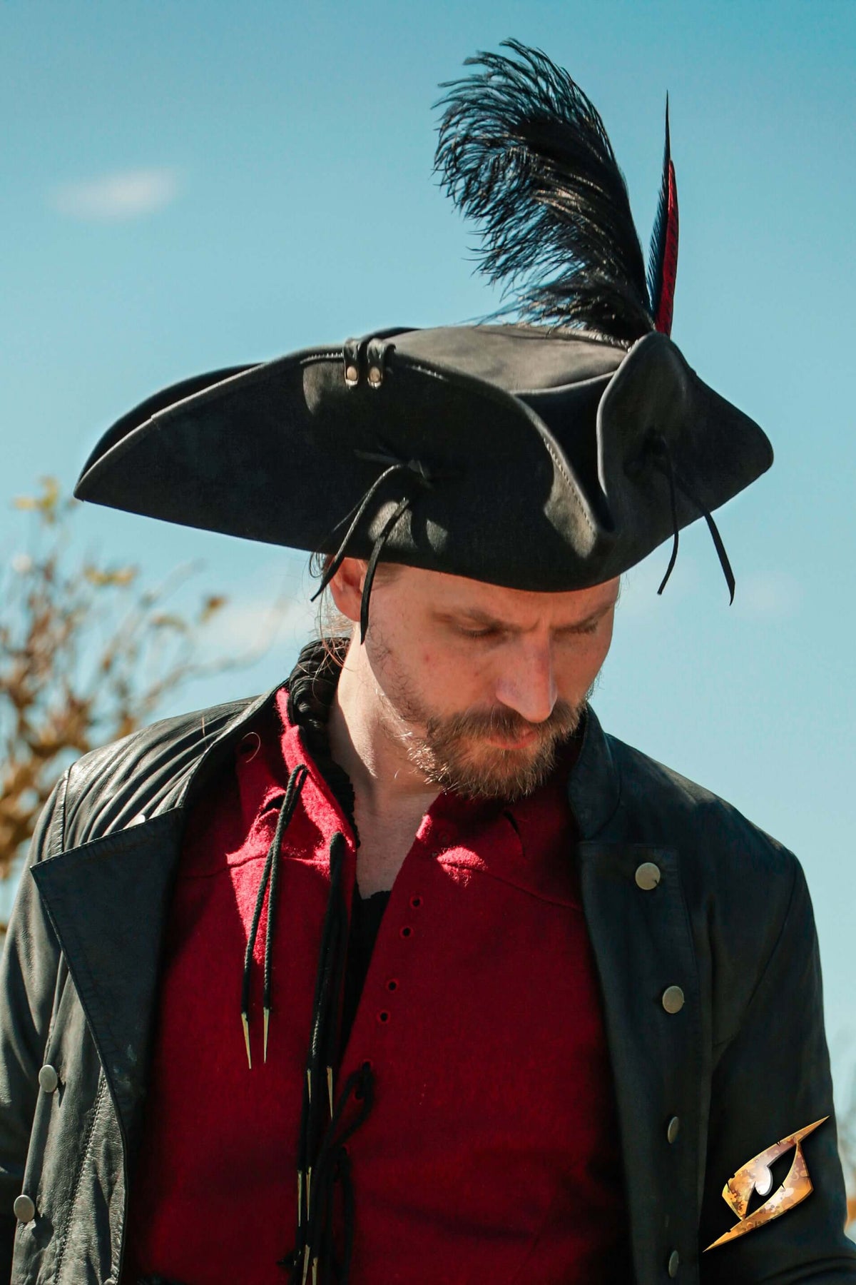 Tricorn Bartholomew, leather, black