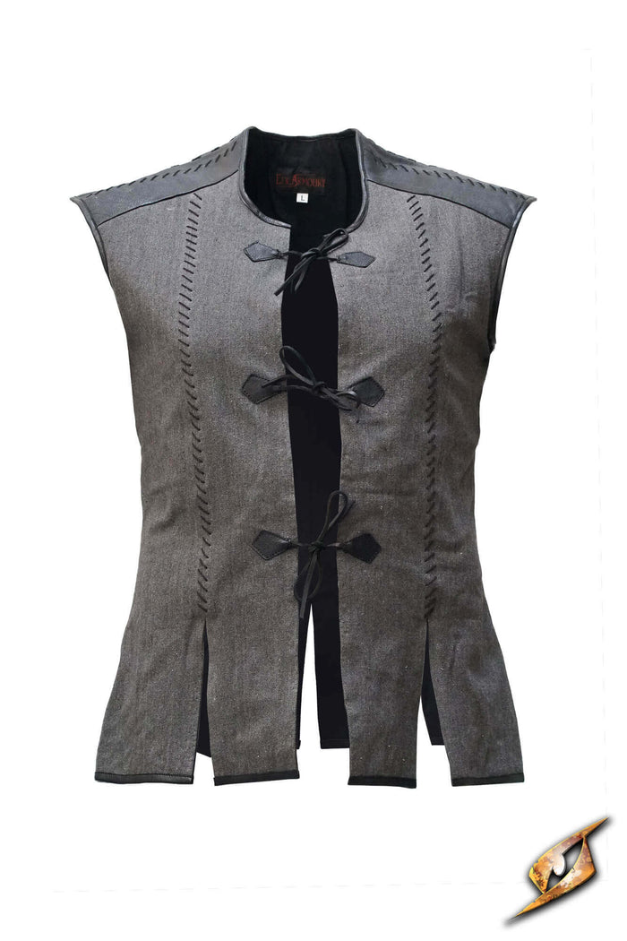Jerkin Robin, cotton and leather, black