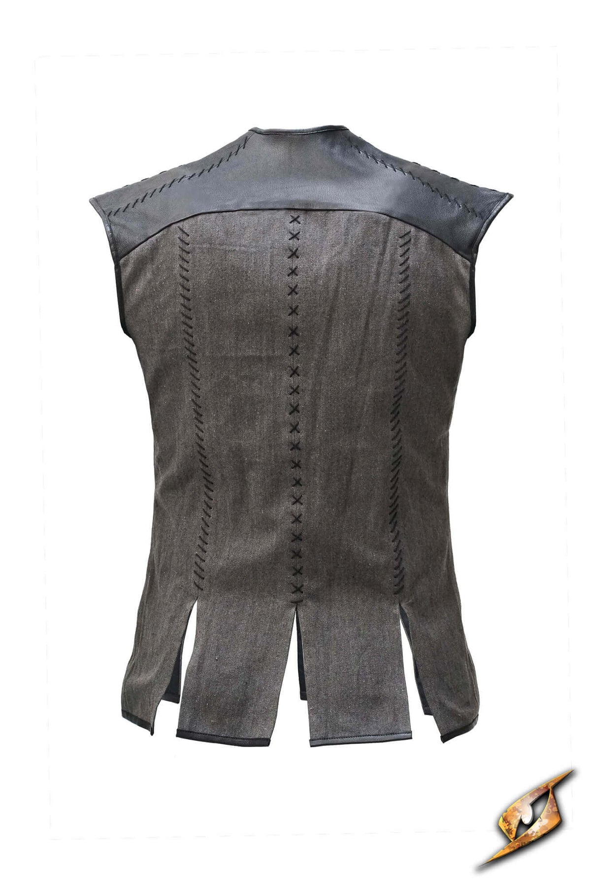 Jerkin Robin, cotton and leather, black