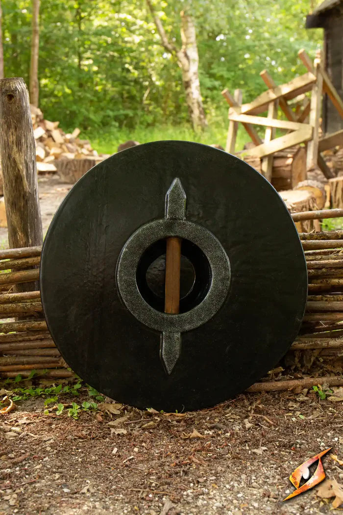 LARP round shield, red-wood 50 cm
