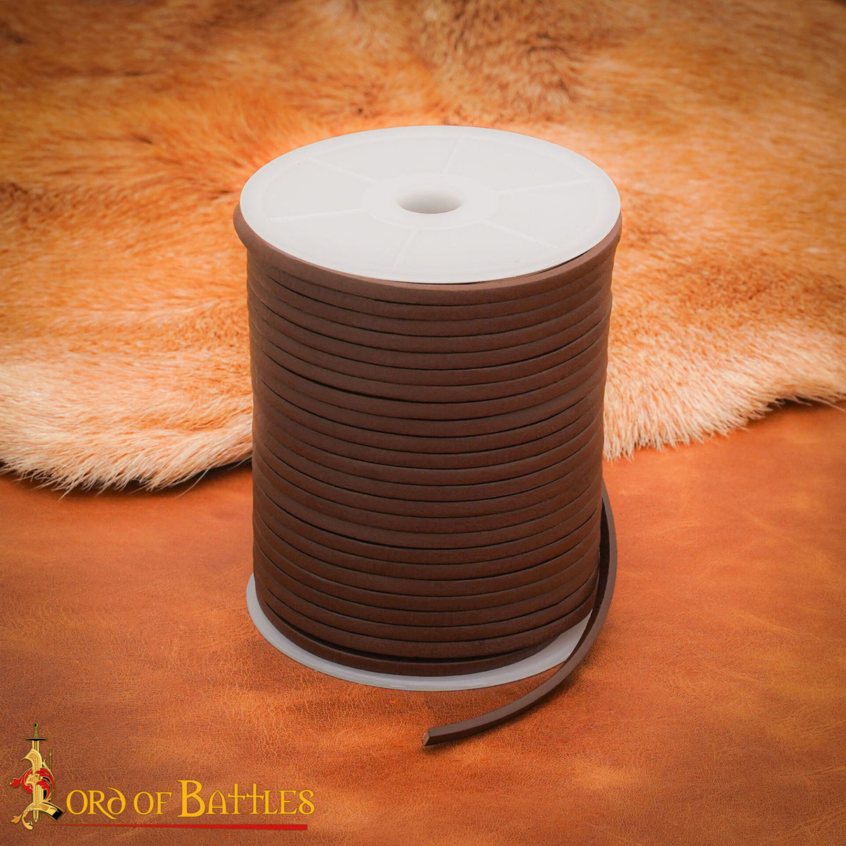 Leather cord, brown, 50 meters