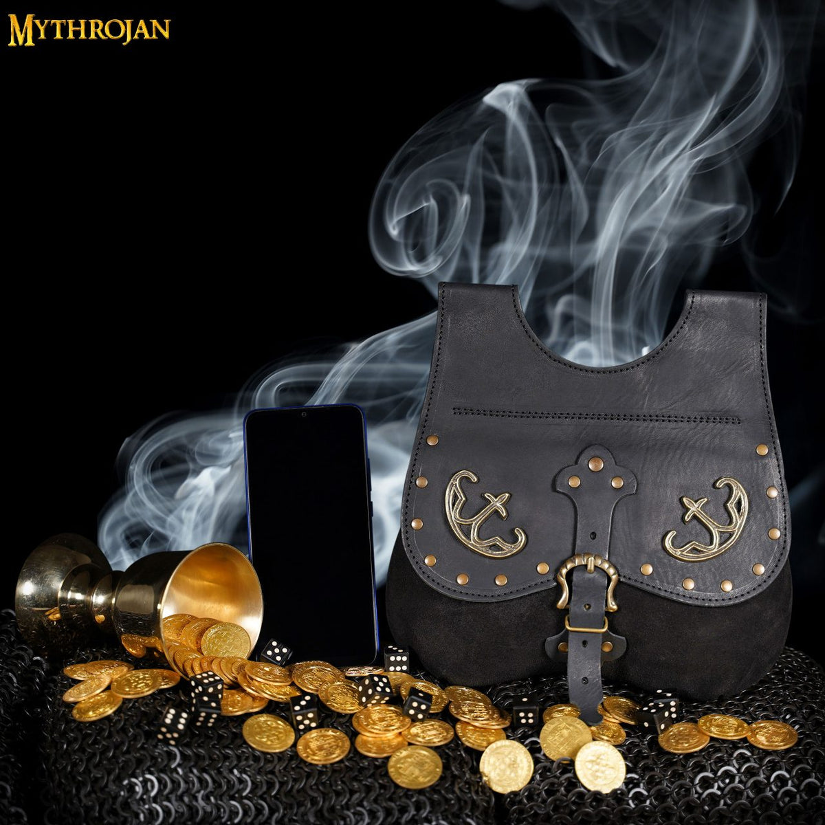 Late medieval kidney purse with fittings, black, 14th-15th centuries