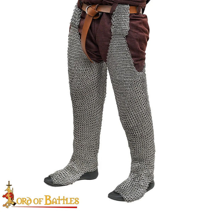 Chainmail chausses, flat rings - round rivets, 9 mm