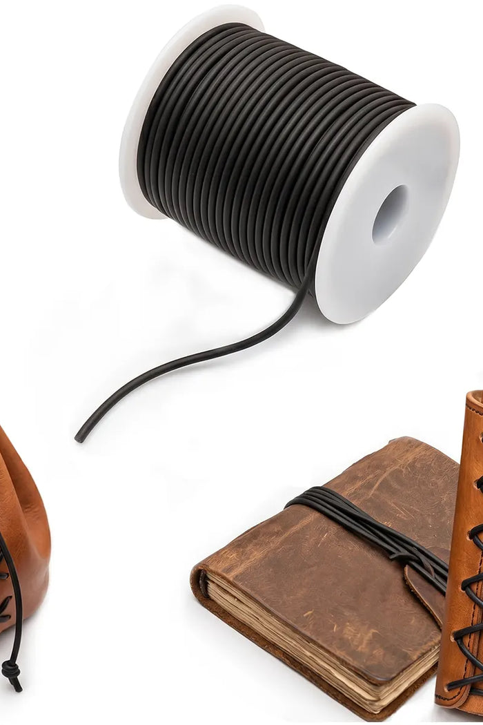 Leather cord, black, 2mm, 25 meters