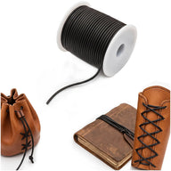 Leather cord, black, 2mm, 25 meters