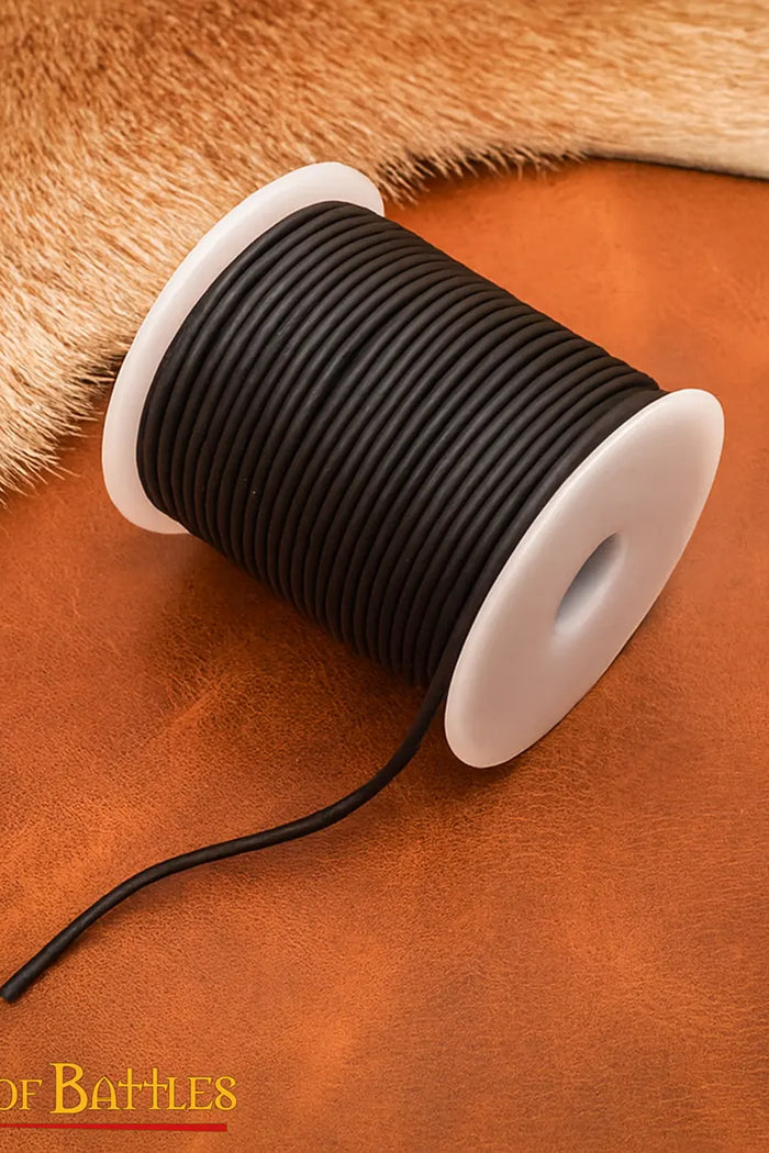 Leather cord, black, 2mm, 25 meters
