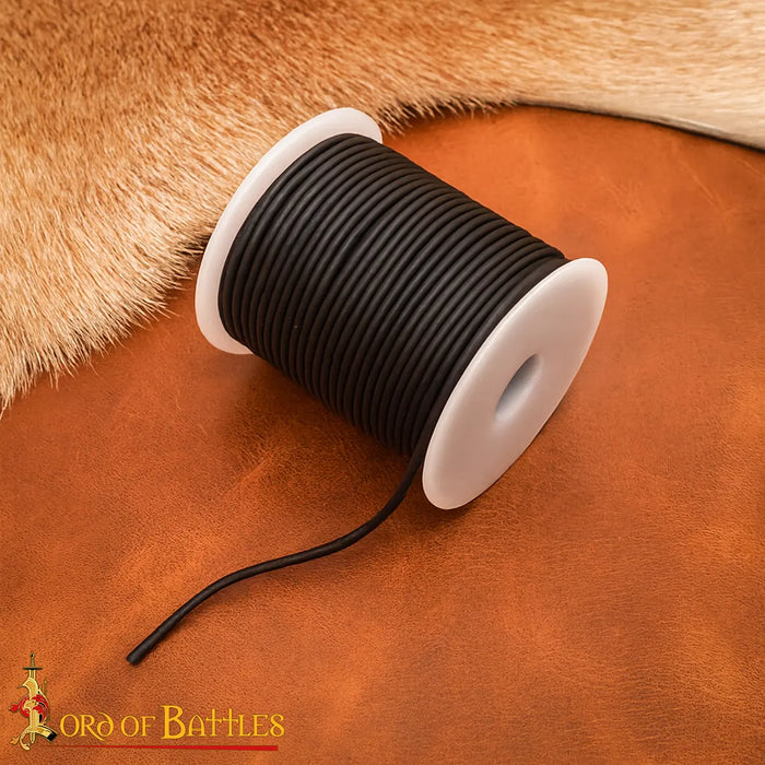 Leather cord, black, 2mm, 25 meters