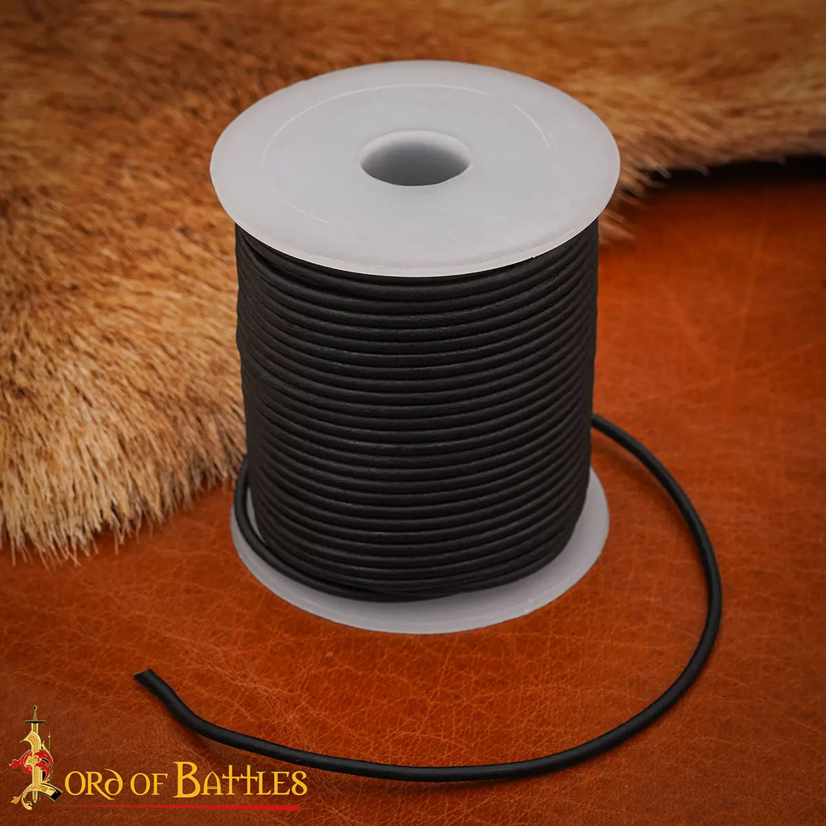 Leather cord, black, 2mm, 25 meters