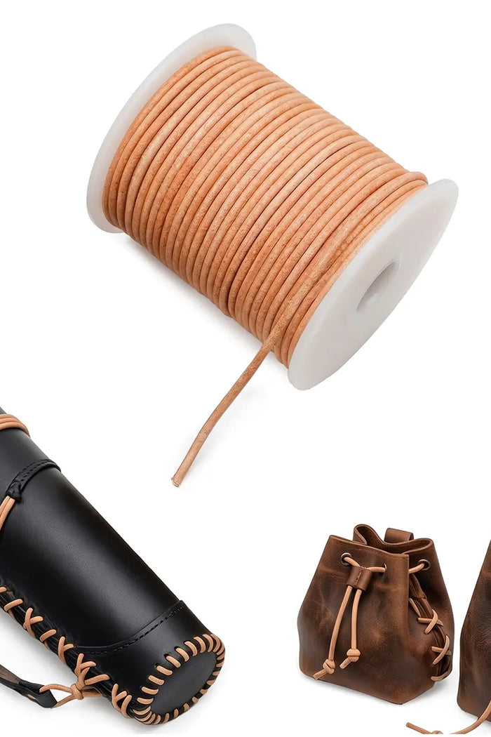 Leather cord, natural, 2mm, 25 meters