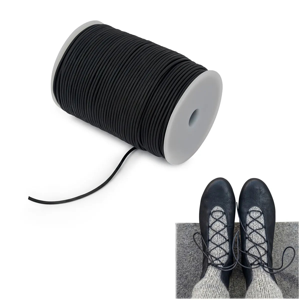 Leather cord, black, 100 meters