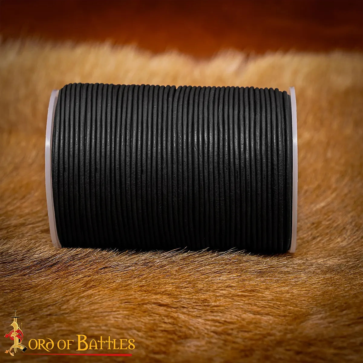 Leather cord, black, 100 meters