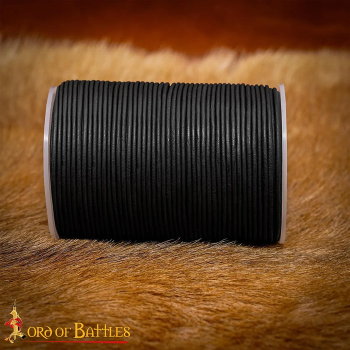 Leather cord, black, 100 meters