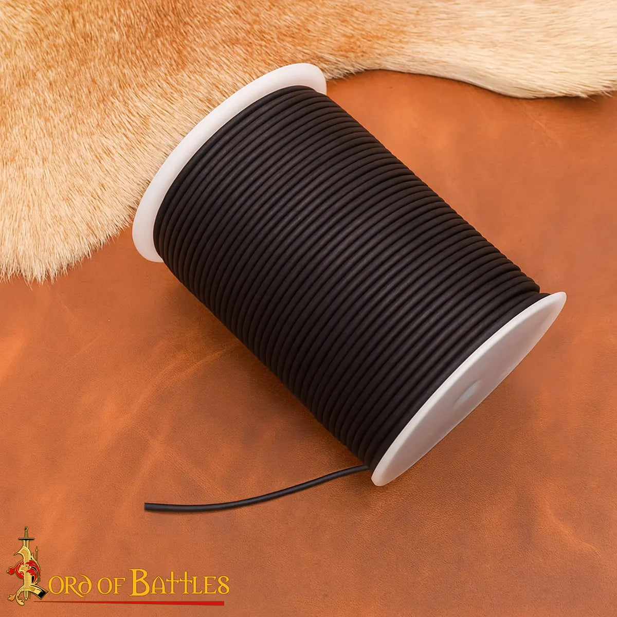 Leather cord, black, 100 meters