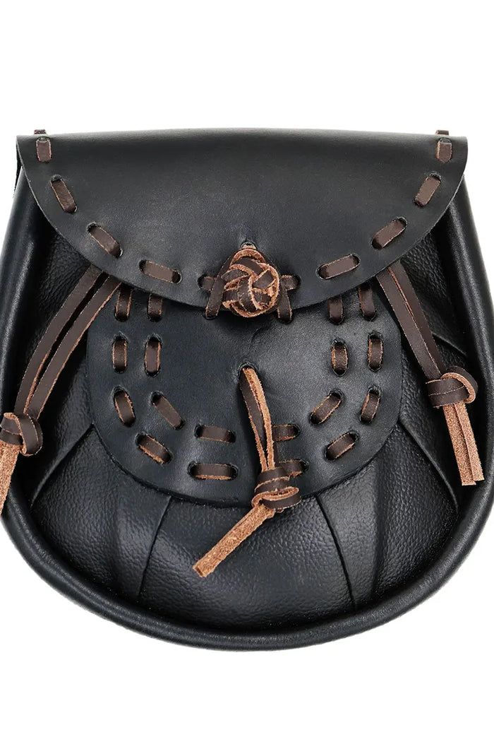 Sporran with braided tassels, black