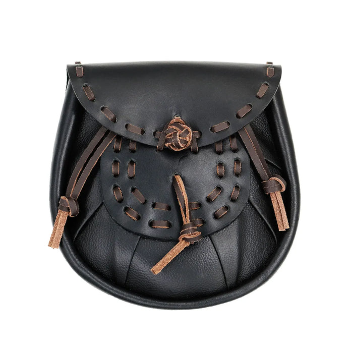 Sporran with braided tassels, black