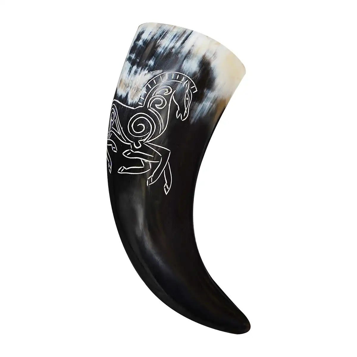 Drinking horn with Indo-European horse motif