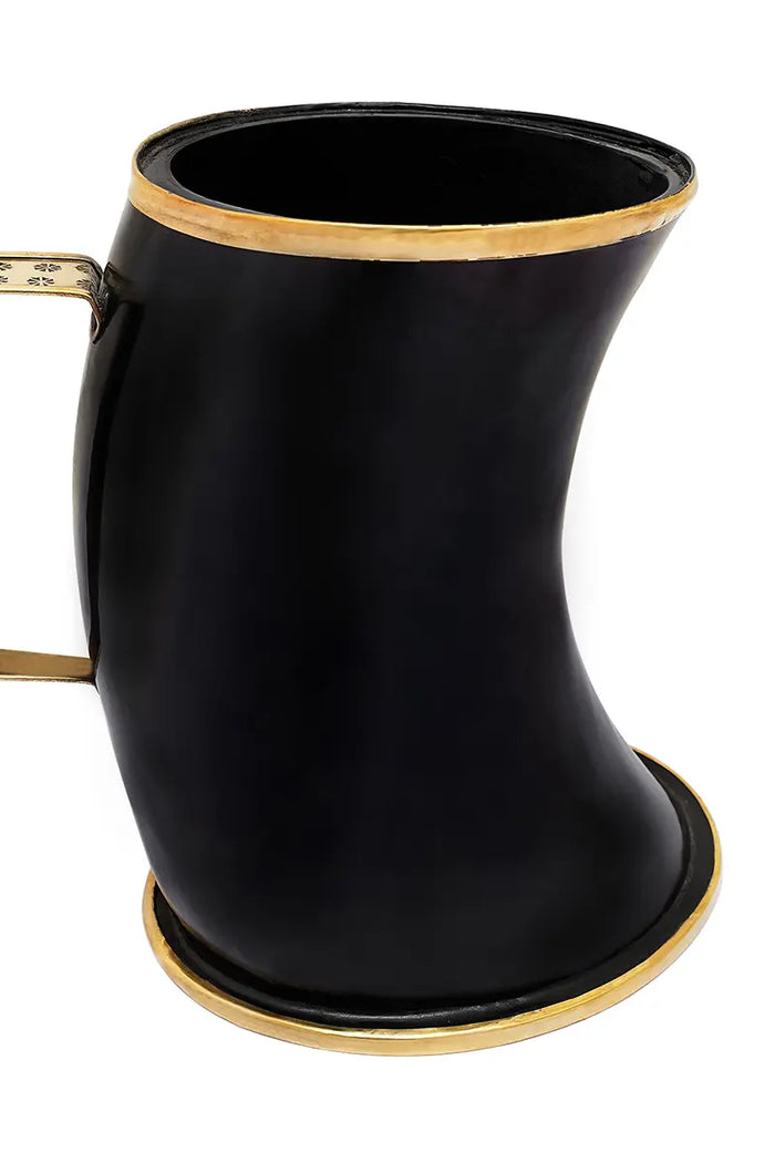Viking horn drinking cup with brass edge