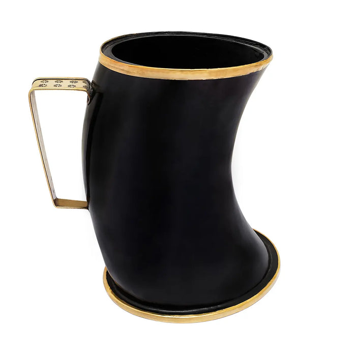 Viking horn drinking cup with brass edge