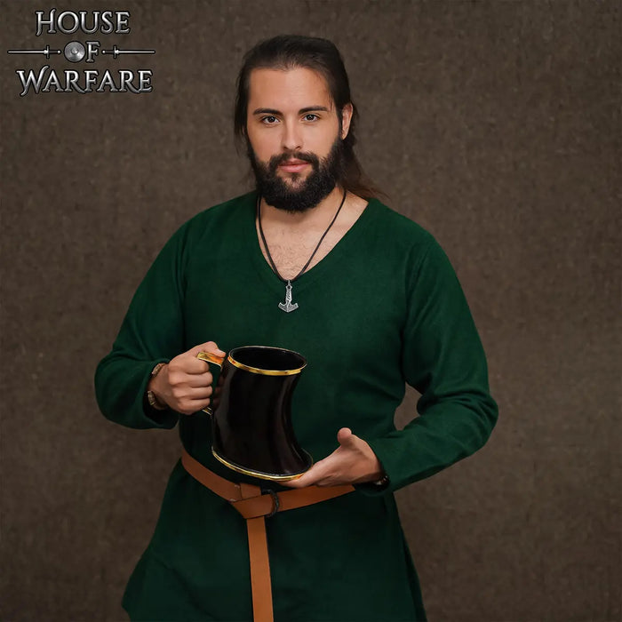 Viking horn drinking cup with brass edge