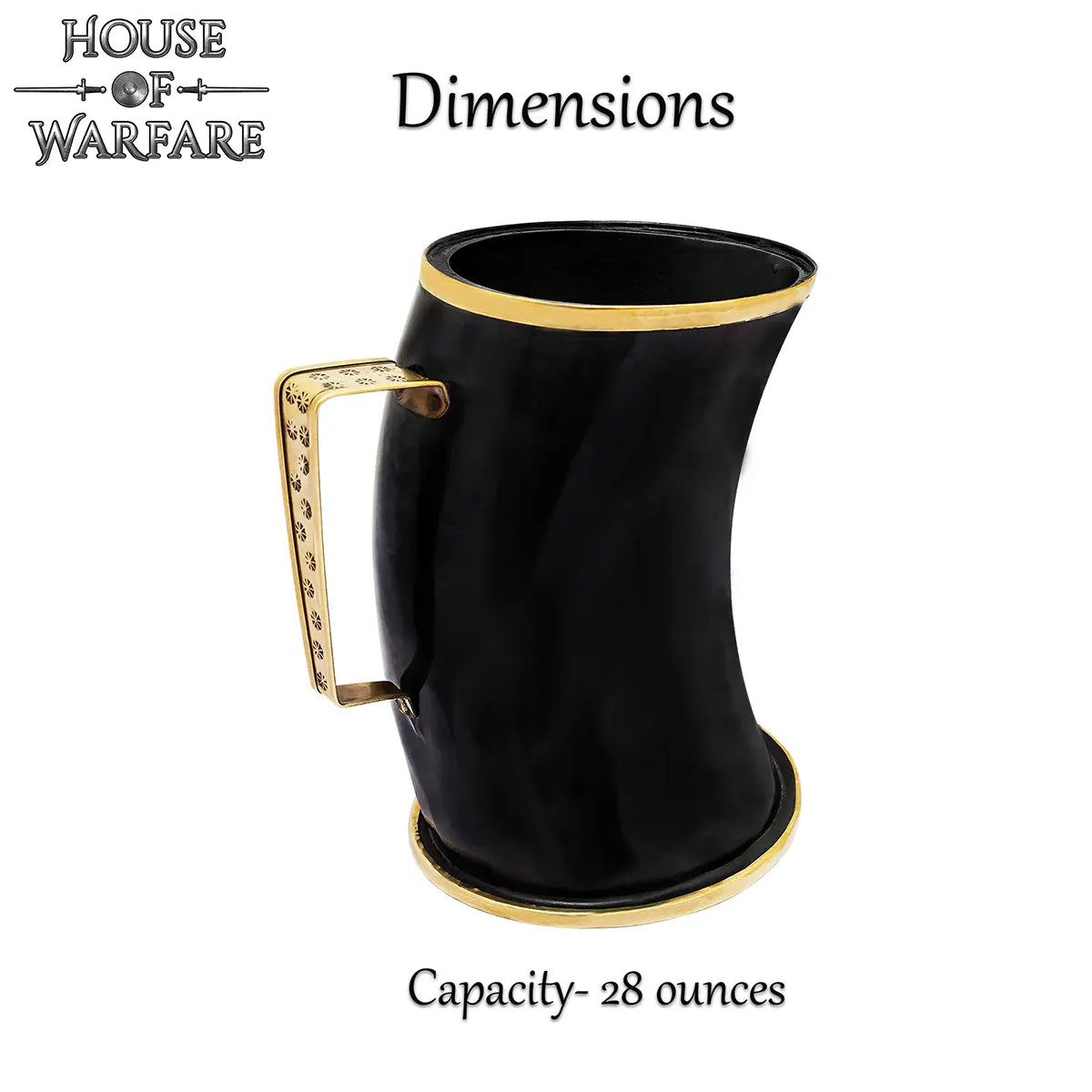 Viking horn drinking cup with brass edge