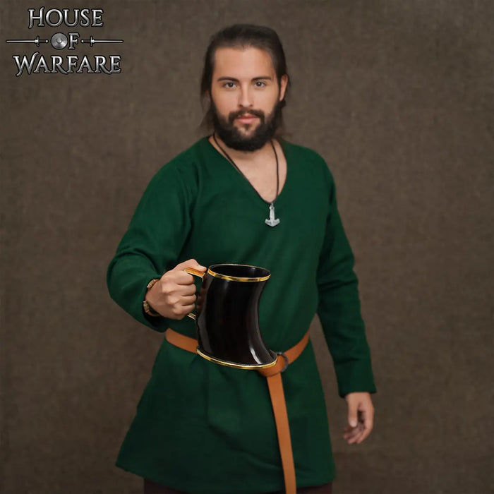 Viking horn drinking cup with brass edge