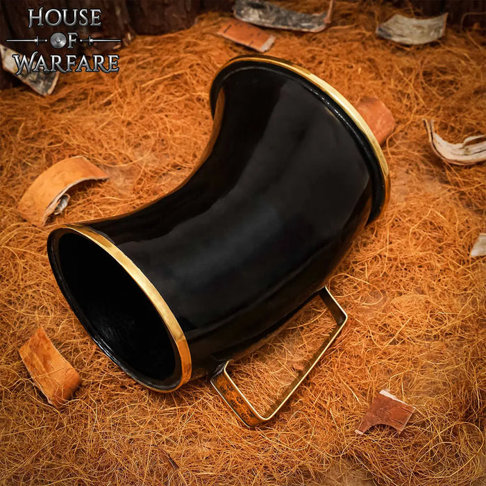 Viking horn drinking cup with brass edge