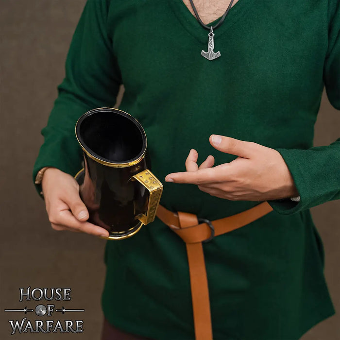Viking horn drinking cup with brass edge