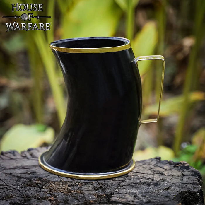 Viking horn drinking cup with brass edge