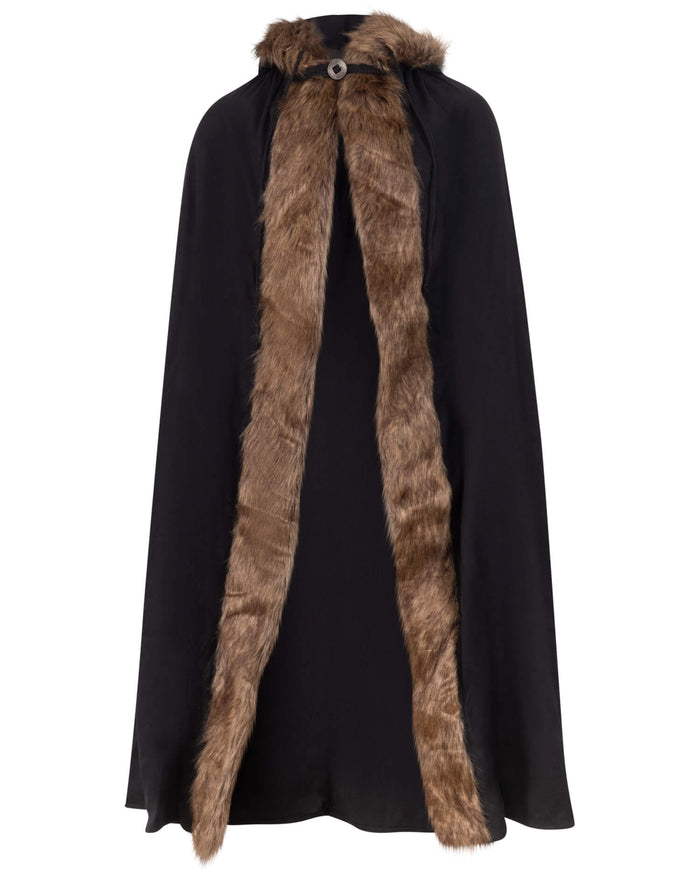 Cloak Aaron with fur trim, brown