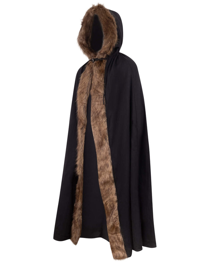 Cloak Aaron with fur trim, blue