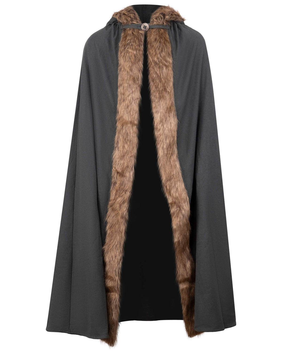 Cloak Aaron with fur trim, brown
