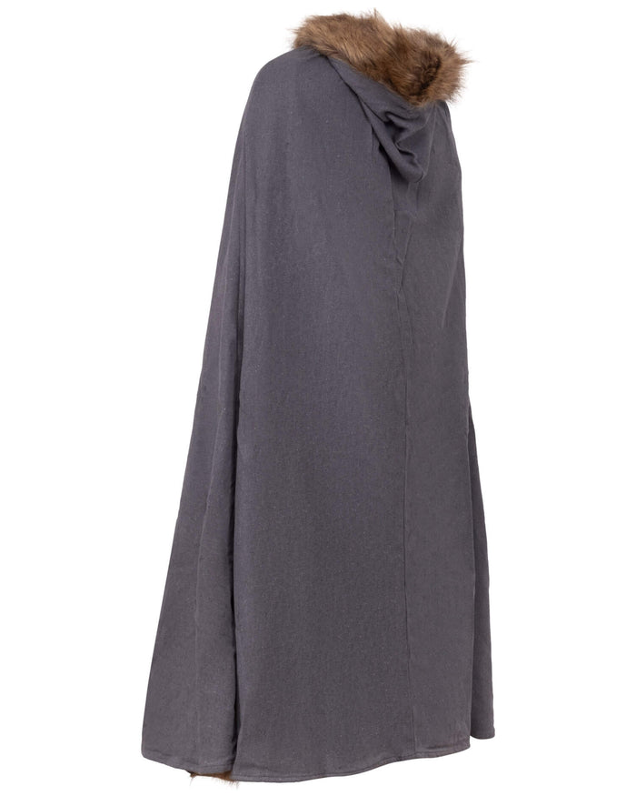 Cloak Aaron with fur trim, brown