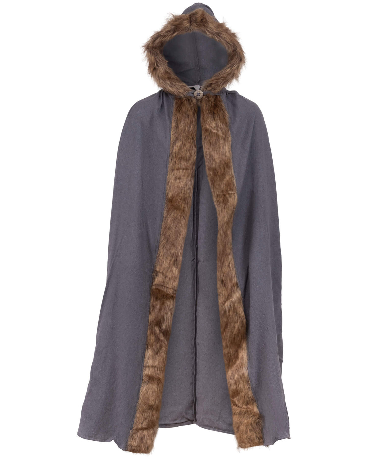 Cloak Aaron with fur trim, brown