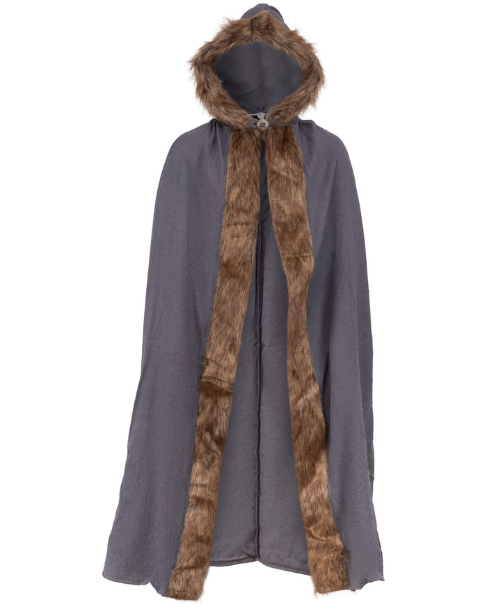 Cloak Aaron with fur trim, brown