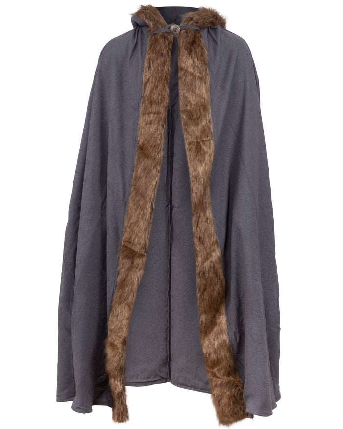 Cloak Aaron with fur trim, blue