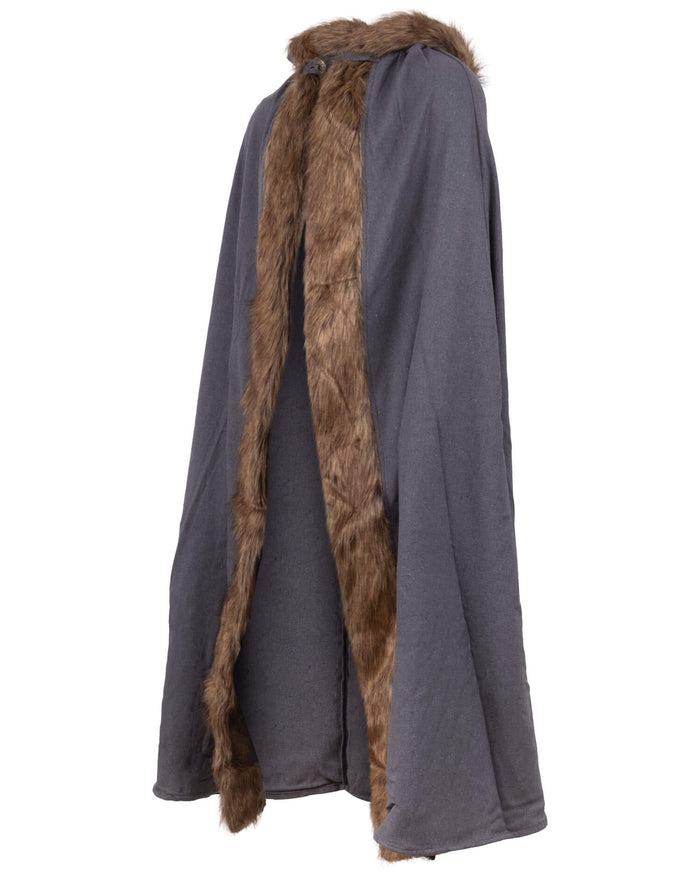 Cloak Aaron with fur trim, gray
