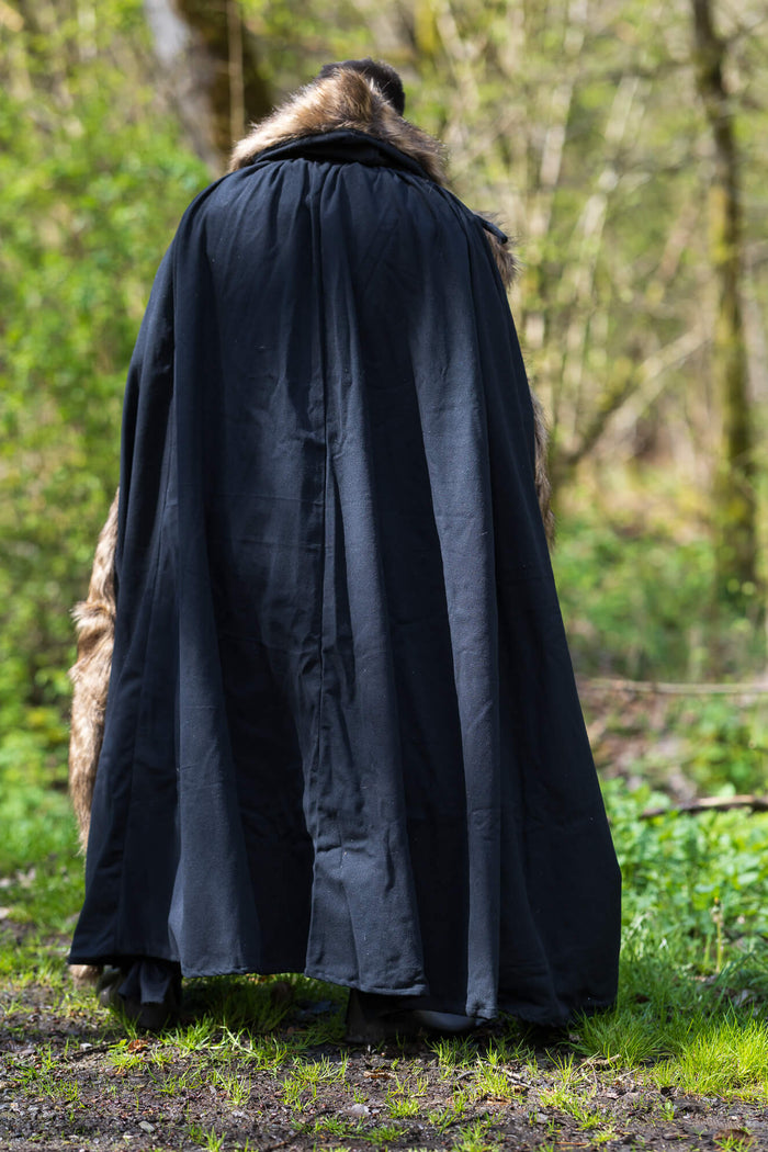 Cloak Aaron with fur trim, green