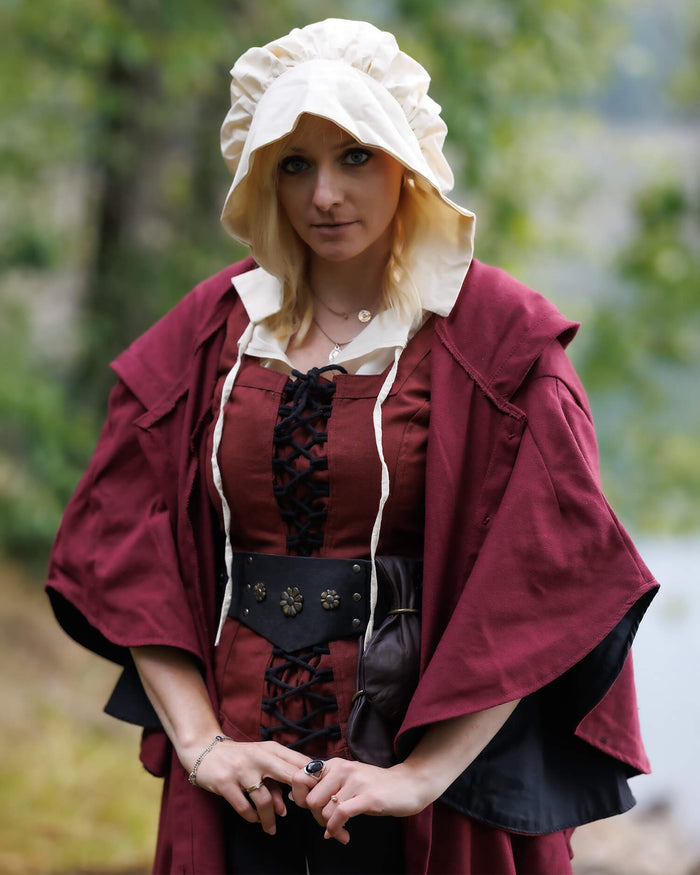 Schaube with hood, burgundyblack
