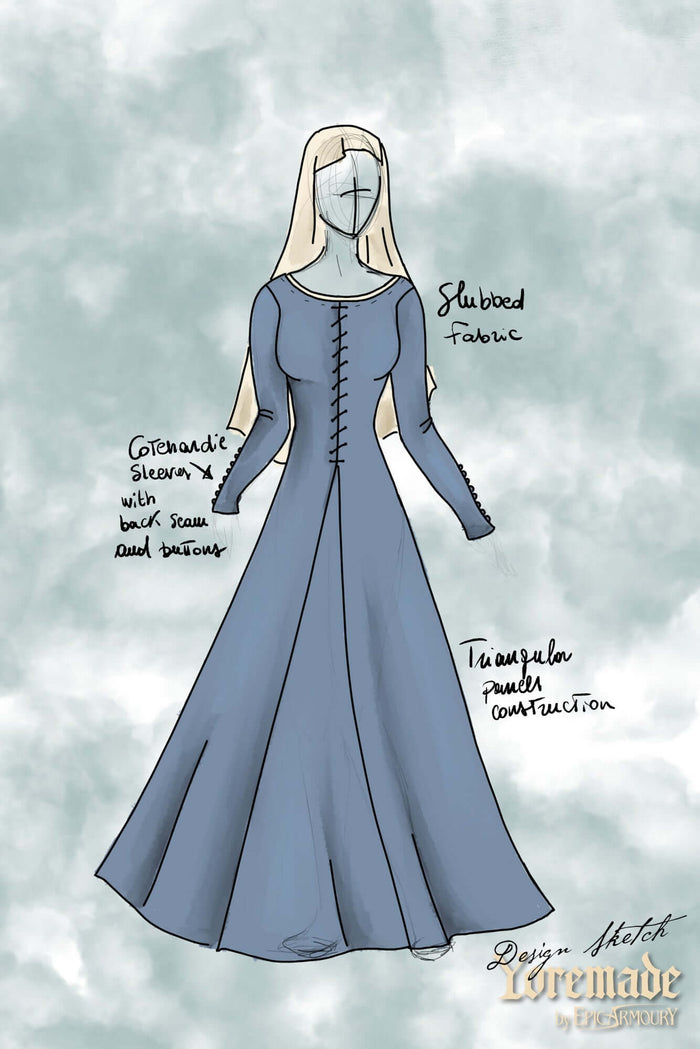 Cotehardie Marian, cotton, blue