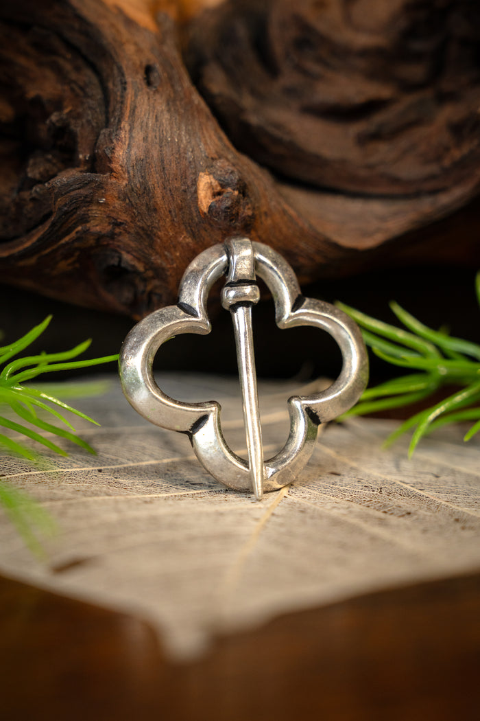 Medieval Quatrefoil Brooch, Silvered Bronze