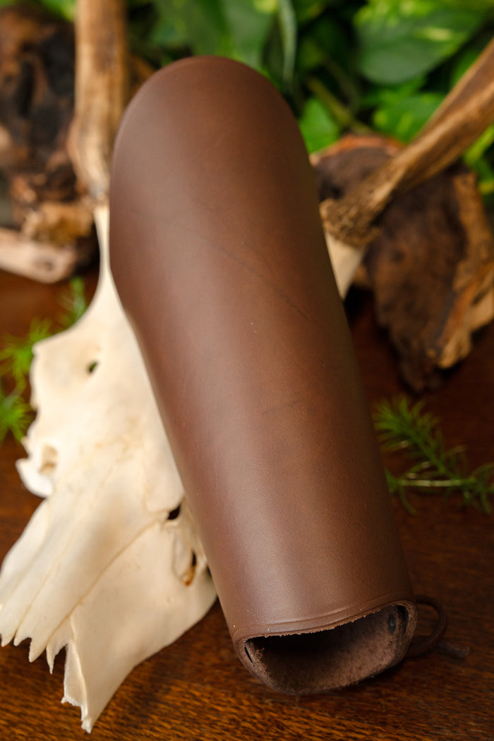 Leather bracer, underarm guard, 16 cm, brown