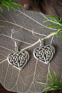 Earrings with Celtic heart, silvered bronze