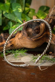Viking torque with raven heads, silvered bronze