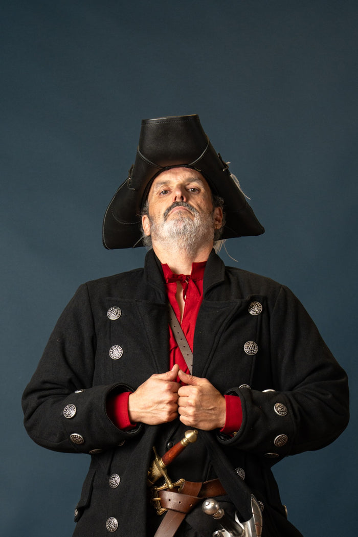 Flint tricorn, leather, black