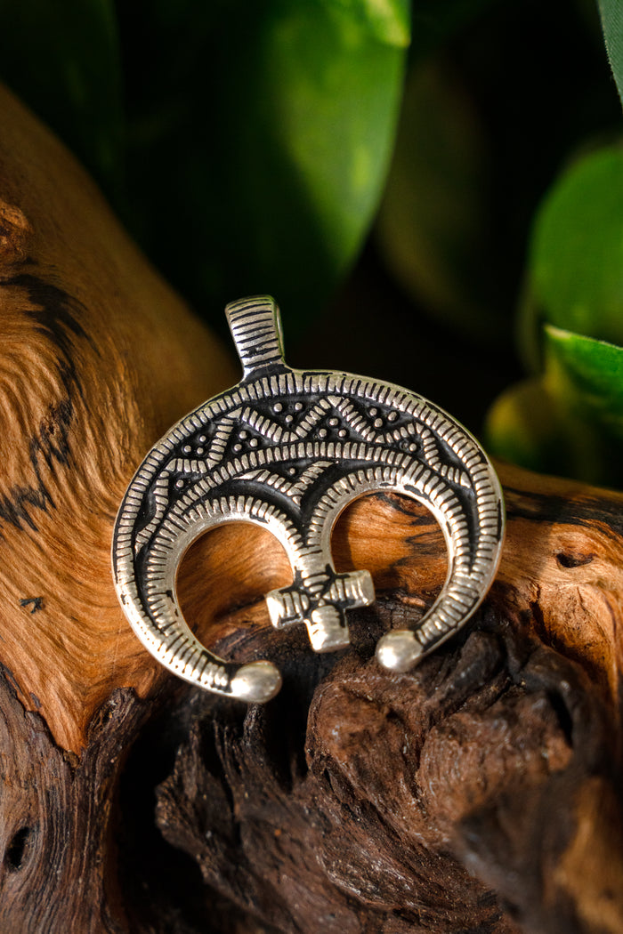 Slavic Lunula Amulet Birka, silvered bronze