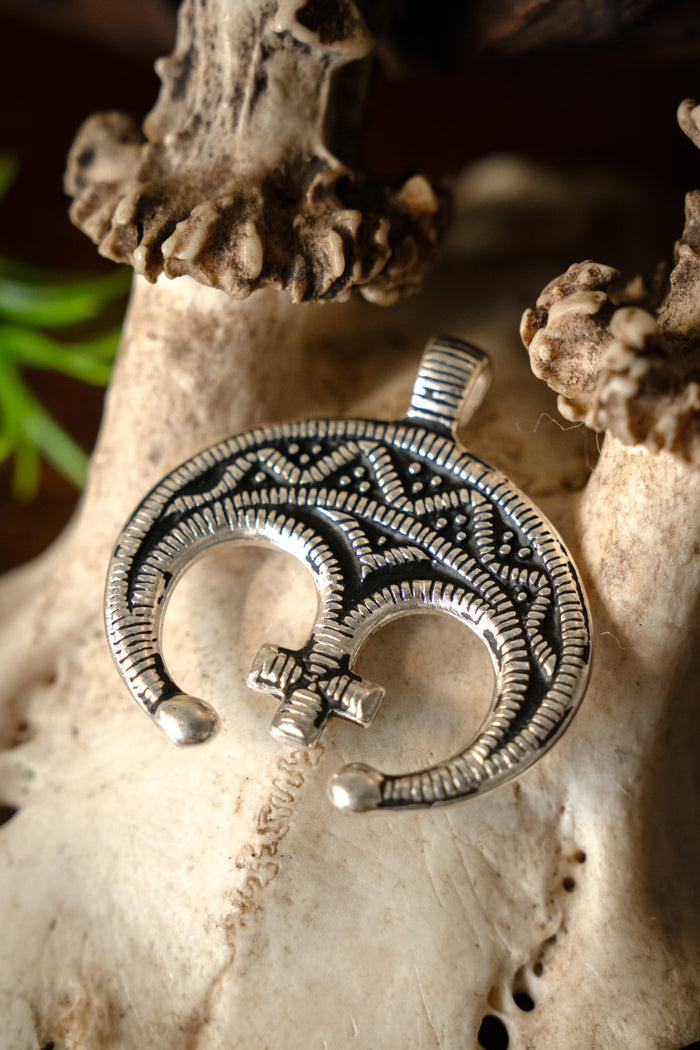 Slavic Lunula Amulet Birka, silvered bronze