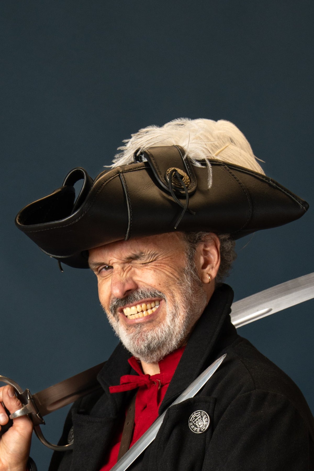 Flint tricorn, leather, black
