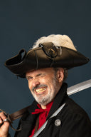 Flint tricorn, leather, black